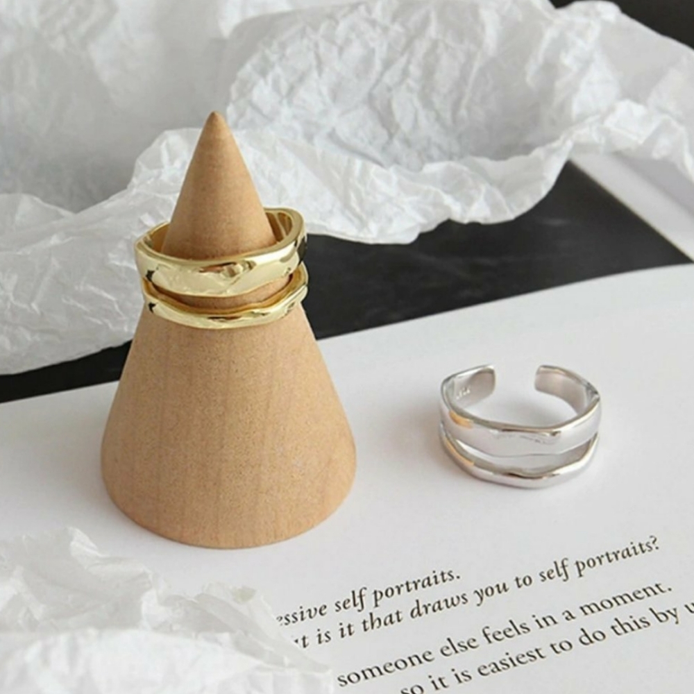 NEW Gold/Silver Double Wave Adjustable Ring - Picture 5 of 8